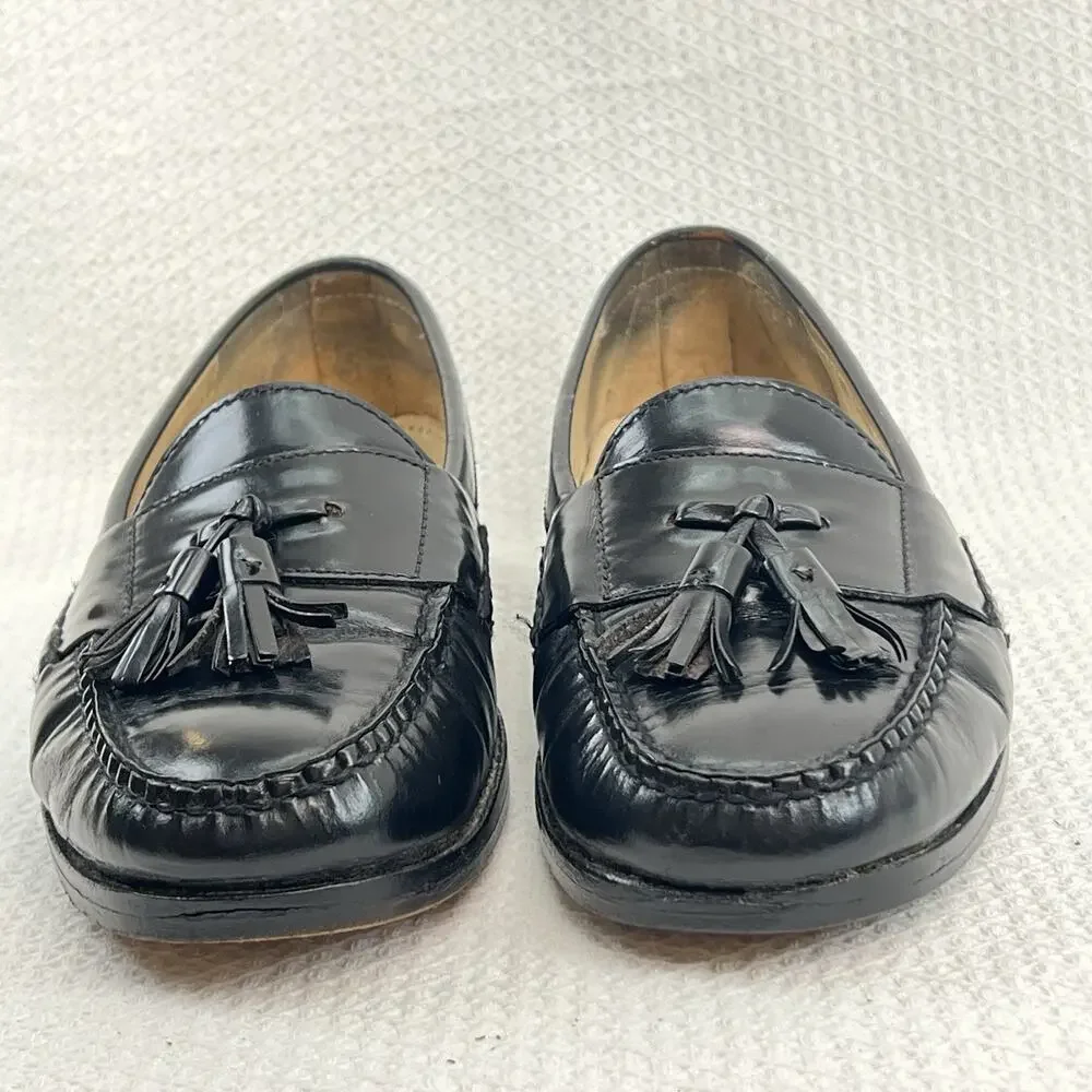 Cole Haan Mens Pinch Tassel Loafers Black Leather Sz 10 Slip On Business Preppy